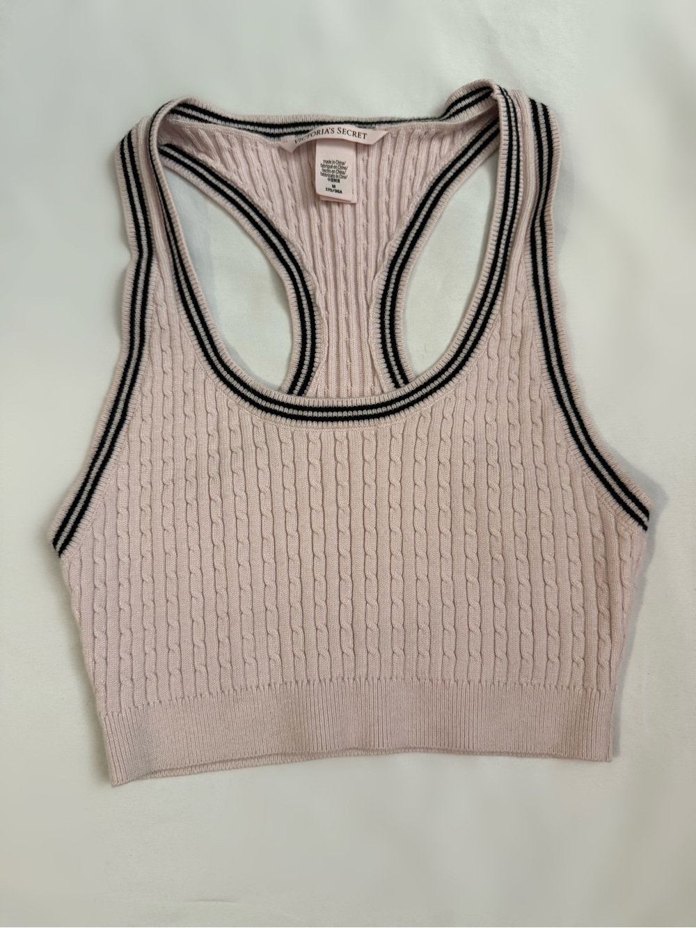 Victoria’s Secret Pink Cable Knit Racerback Crop Top Size Medium